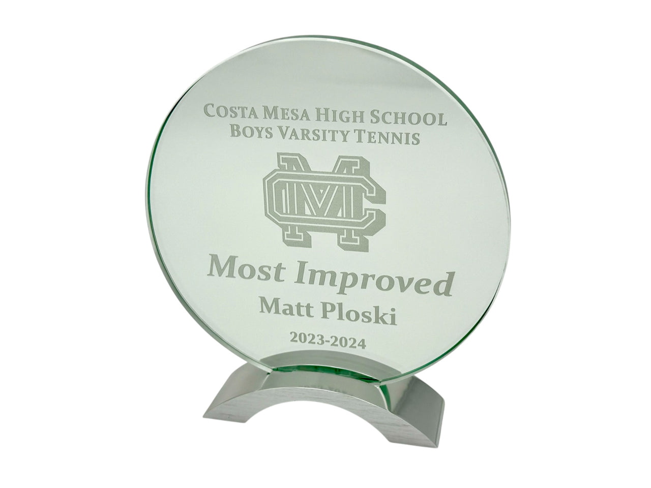 Round Cosmic Glass with Silver Base 7.25"