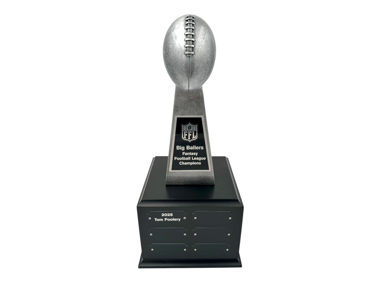 Football Tower on Perpetual Base Antique Silver or Gold 15.25"