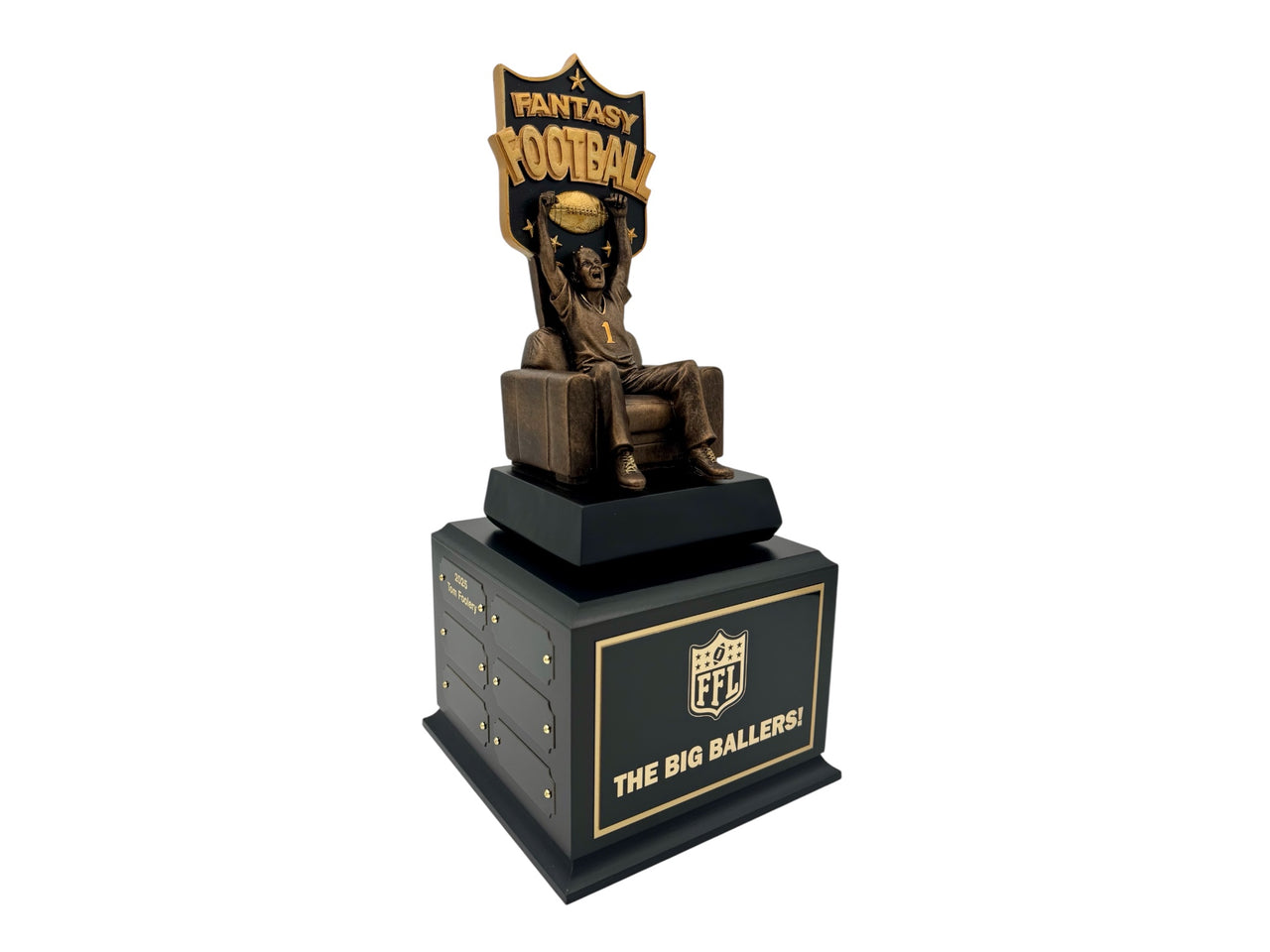 Armchair Quarterback Perpetual Plate Base Trophy 15.25"