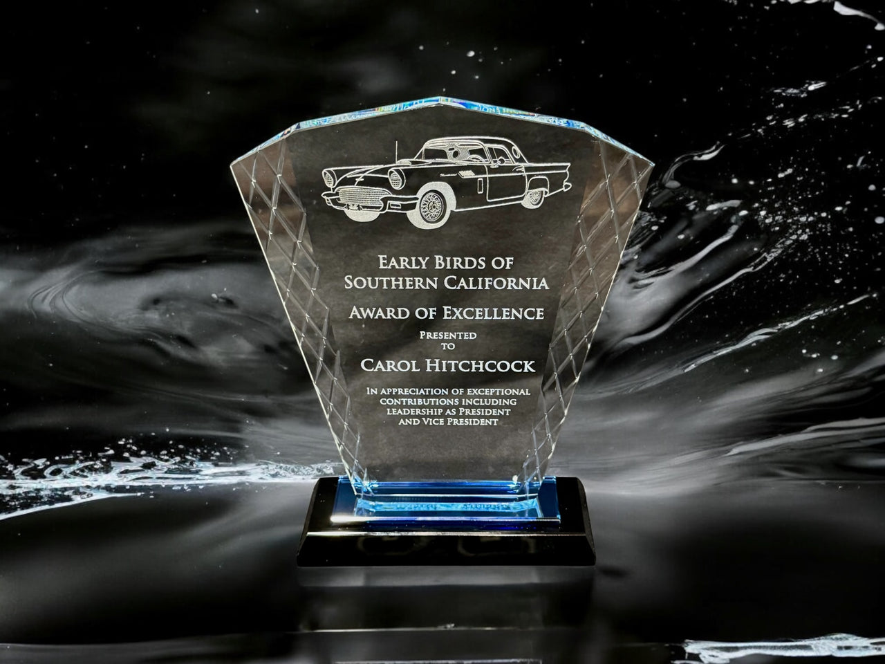 Award 8" Fan Accent Glass on Blue & Black Base