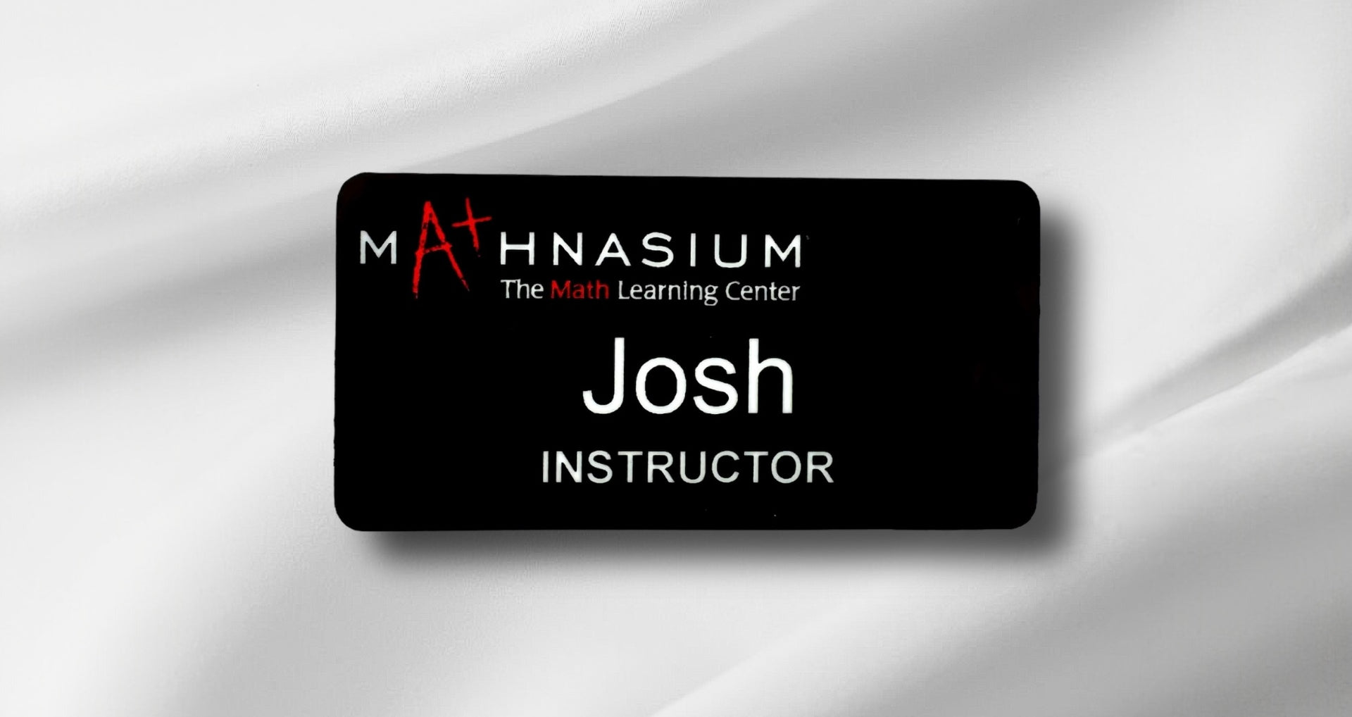 Mathnasium High Gloss Aluminum Metal Budget Name Tag with Magnet Backi