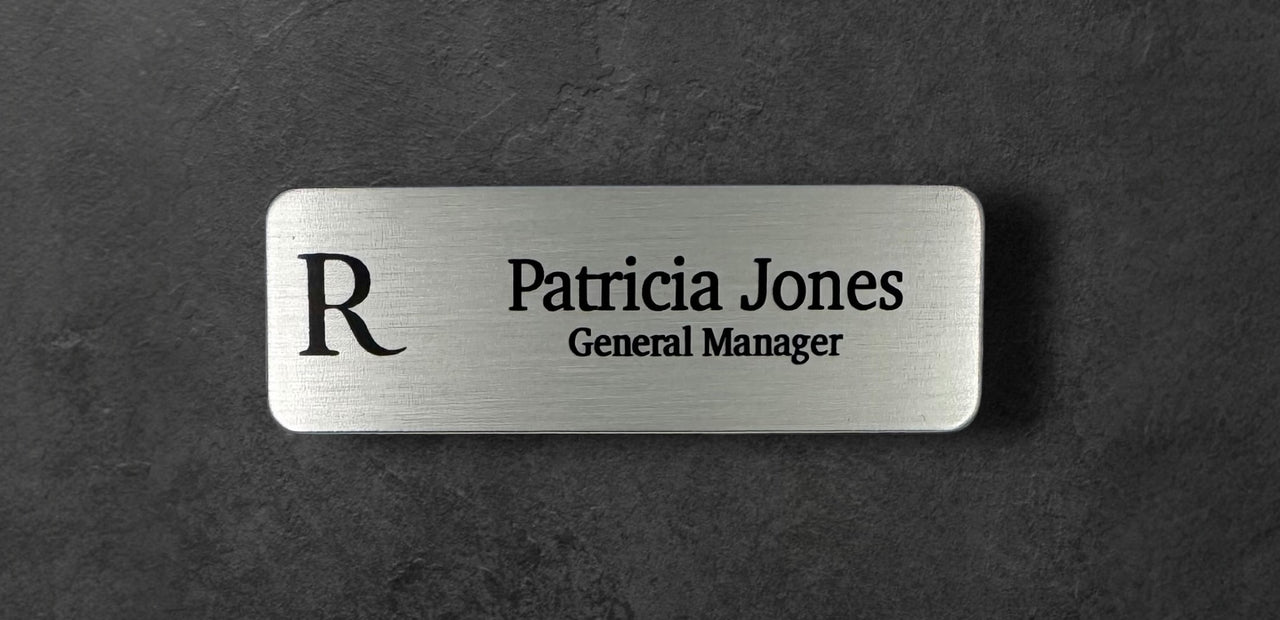 Renaissance Hotel Name Tag Satin Silver 1" x 3"