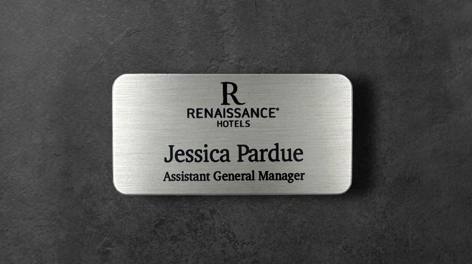 Renaissance Hotel Name Tag Satin Silver 1 1 /2" x 3"