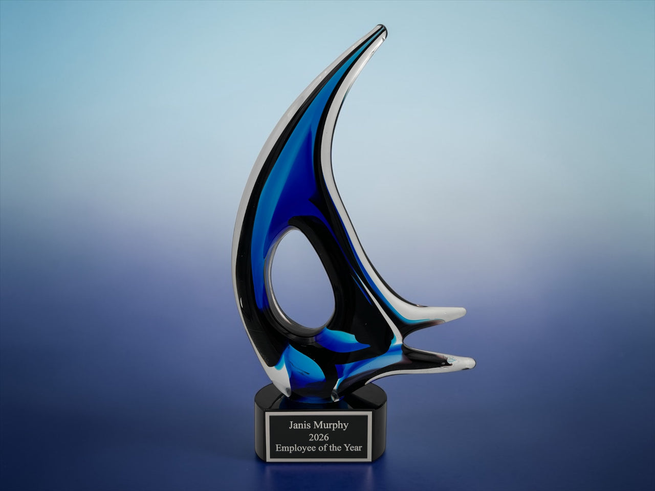Blue Sail Glass Art Award 14.25"